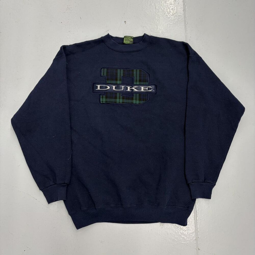 Vintage 90s Duke University Navy Argyle Sweatshirt